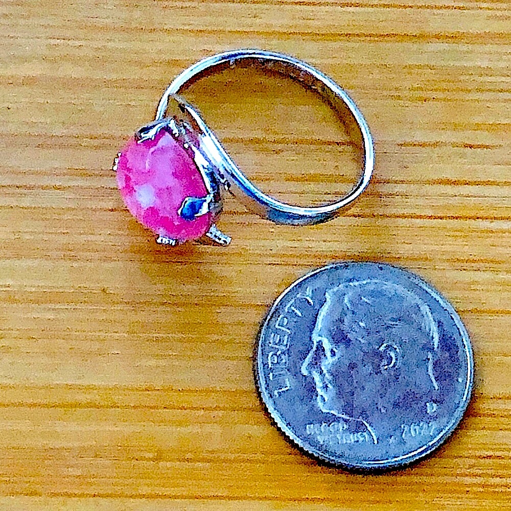 $42 Vibrant Pink Rhodochrosite Estate Ring Size 6 Hallmark Sterling - Picture 2 of 7